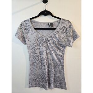 BKE Buckle Womens Sheer Layer Shirt Size L Affliction Style Grunge Alt Biker